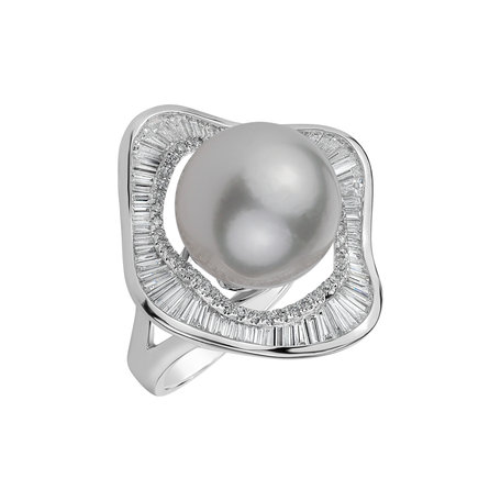 Prsten s perlou a diamanty Pearl Galaxy