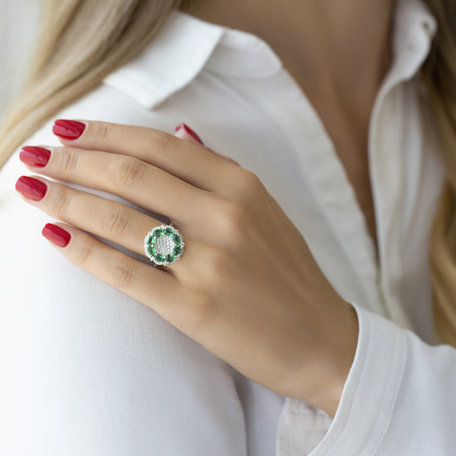Prsten s diamanty a smaragdy Cadmium Green