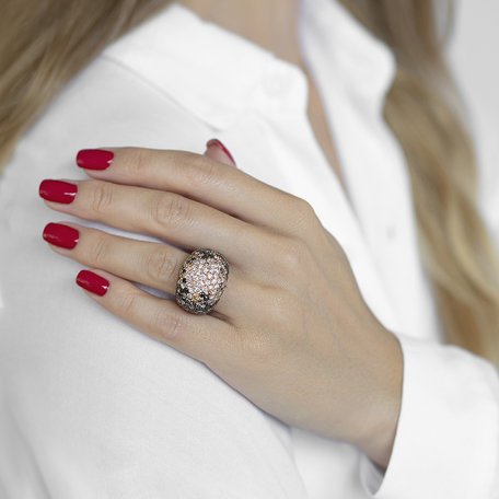 Prsten s bílými, hnědými a černými diamanty Deluxe Mark