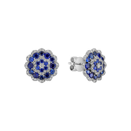 Náušnice s diamanty a safíry Luxurious Mandala